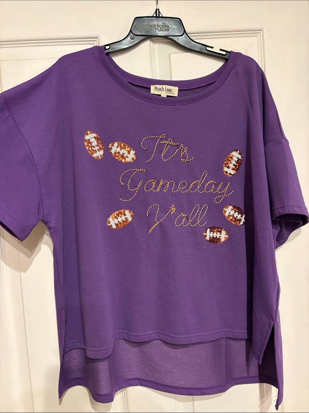 Purple Sequin Football Tee